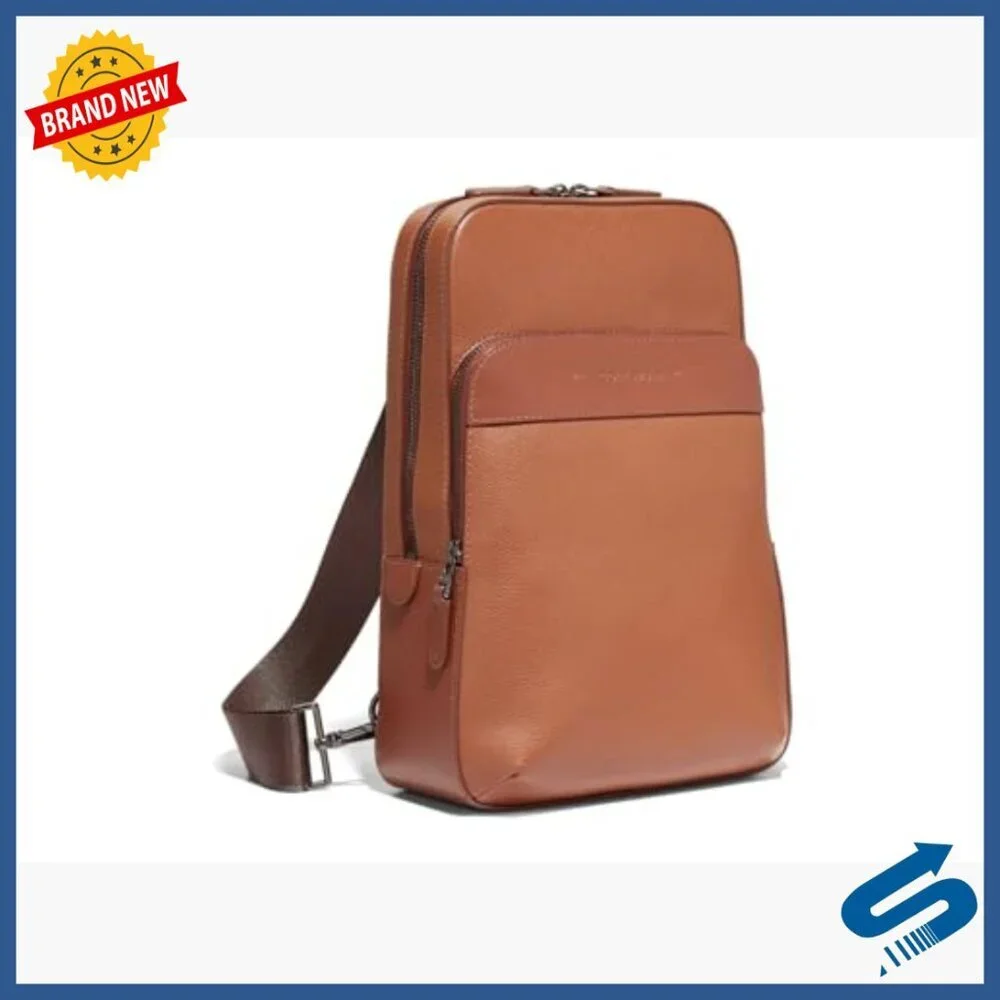 Leather Sling Bag with Tablet Pocket, Adjustable Strap, Daypack